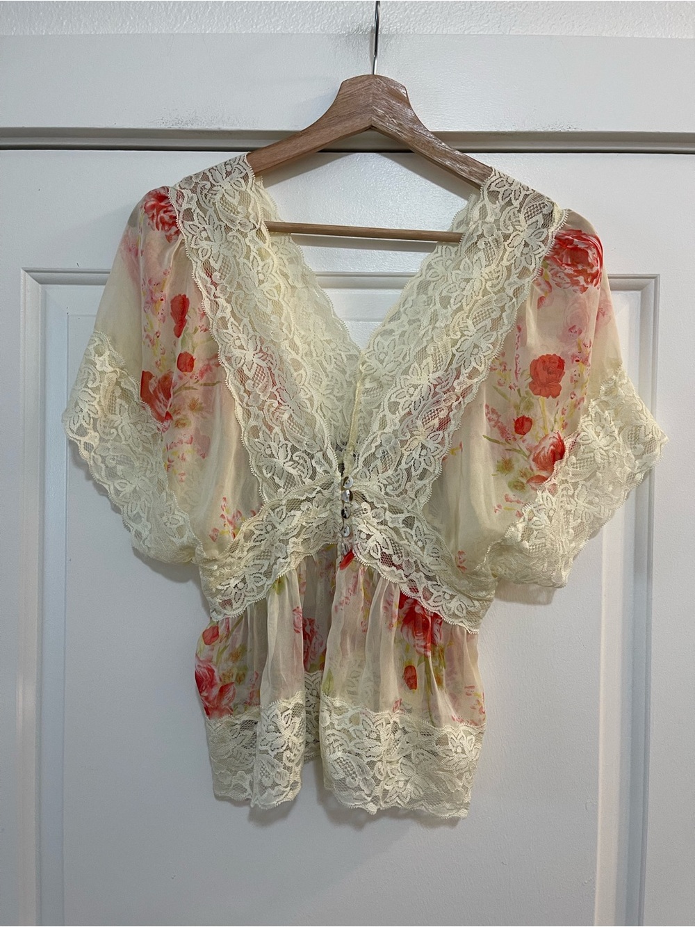 Aggie Vintage Sheer Floral Blouse